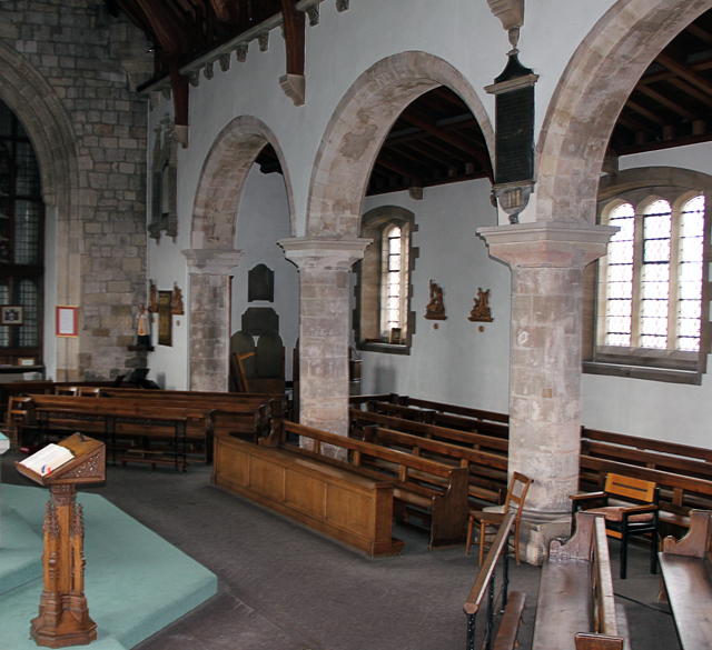 North aisle with Romanesque columns
